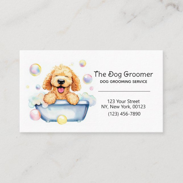 Tarjeta De Visita Personalizado de servicios de mascota Dog Grooming (Anverso)