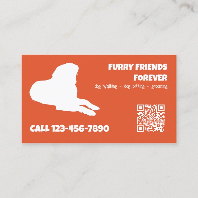 Tarjeta De Visita Personalizado de servicios para perros QR (Anverso)