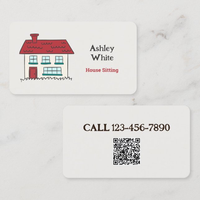 Tarjeta De Visita Personalizado de sesión de la casa QR (Anverso / Reverso)