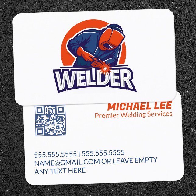 Tarjeta De Visita Personalizado de soldadura Metalizado de soldadura (Welder Metal Welding Custom QR Business Cards)