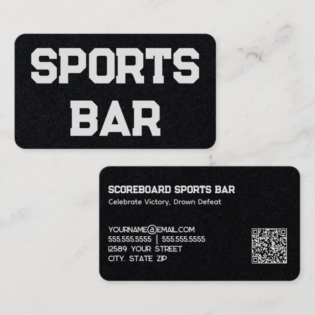Tarjeta De Visita Personalizado de Sports Bar QR (Anverso / Reverso)