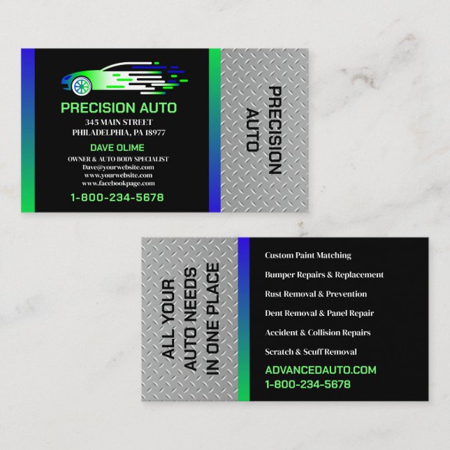 Tarjeta De Visita Personalizado de trabajo de cuerpo automático Coll (Anverso / Reverso)
