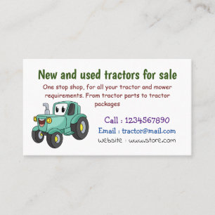 Tarjeta De Visita Personalizado de tractores verde feliz