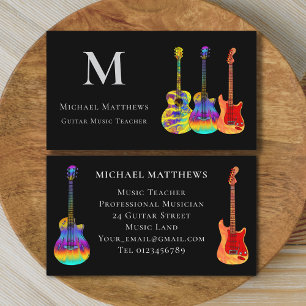 Tarjeta De Visita Personalizado de un profesor de guitarra moderna