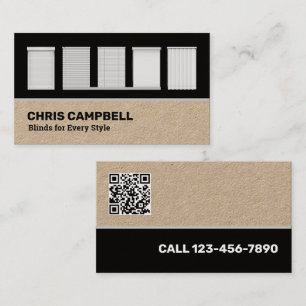Tarjeta De Visita Personalizado de Windows Blinds QR Kraft