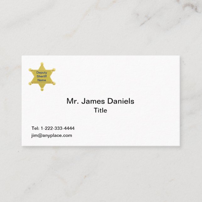 Tarjeta De Visita Personalizado del alguacil adjunto (Anverso)