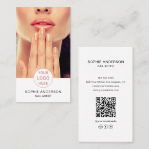 Tarjeta De Visita Personalizado del artista de las uñas foto blanco