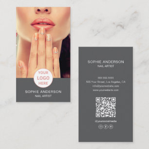 Tarjeta De Visita Personalizado del artista de las uñas foto gris