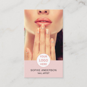 Tarjeta De Visita Personalizado del artista de las uñas foto rosa