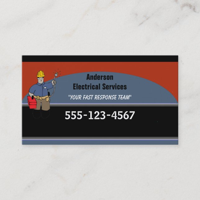 Tarjeta De Visita Personalizado del electricista personalizado (Anverso)