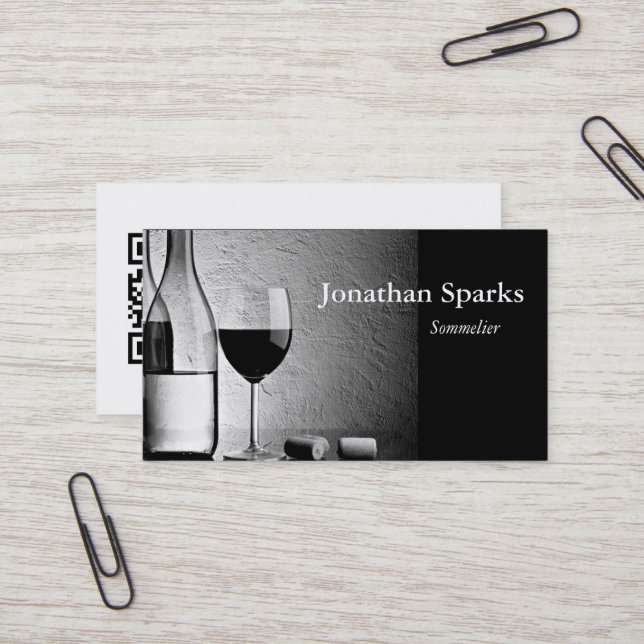 Tarjeta De Visita Personalizado del frasco de vino sumiller Código Q (Anverso/Reverso In Situ)