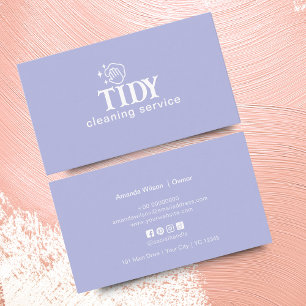 Tarjeta De Visita Personalizado del servicio de limpieza azul claro 