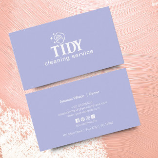 Tarjeta De Visita Personalizado del servicio de limpieza azul claro