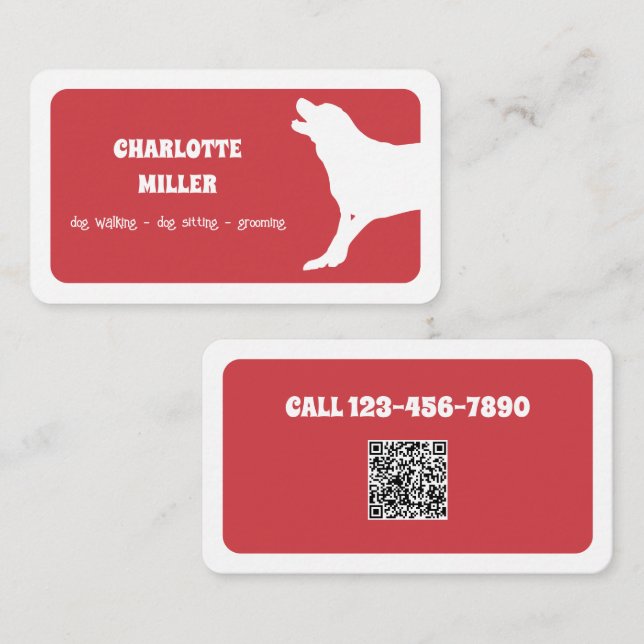 Tarjeta De Visita Personalizado del sitio del perro a pie de perro Q (Anverso / Reverso)