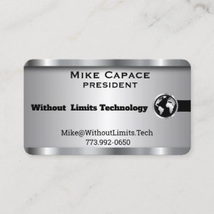 Tarjeta De Visita Personalizado - Diseño empresarial plateado y neg