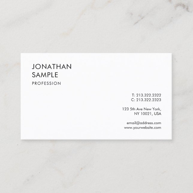 Tarjeta De Visita Personalizado Diseño sencillo y elegante profesion (Anverso)