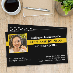 Tarjeta De Visita Personalizado Dispatcher Photo Gold Emergency Serv