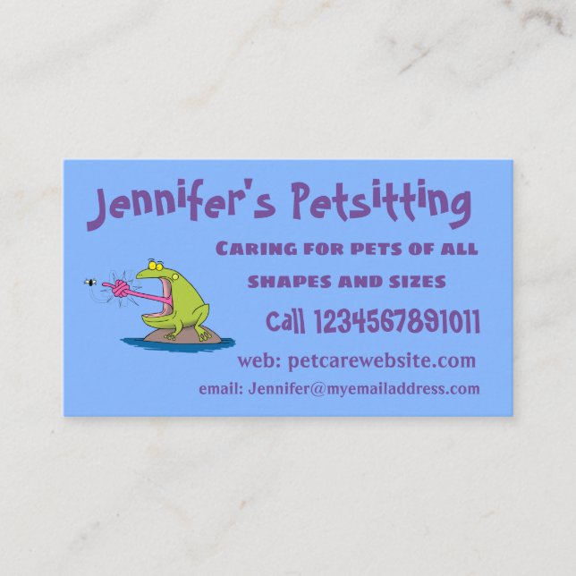 Tarjeta De Visita Personalizado divertida de rana y mosca (Anverso)