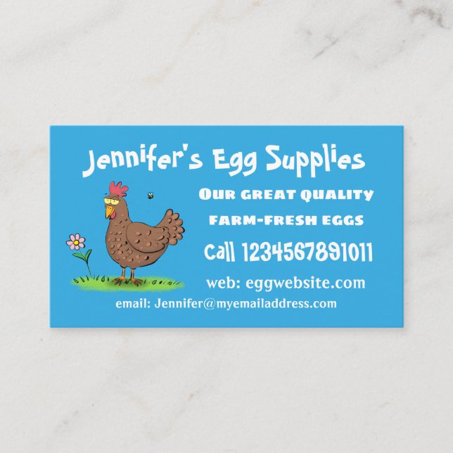 Tarjeta De Visita Personalizado divertido de pollo rústico y caprich (Anverso)