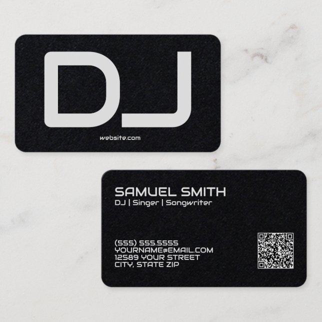 Tarjeta De Visita PERSONALIZADO DJ QR Code Premium (Anverso / Reverso)