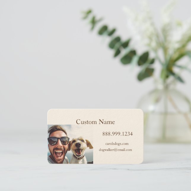 Tarjeta De Visita Personalizado Dog Walker, Mascota Sitting Business (Anverso de pie)