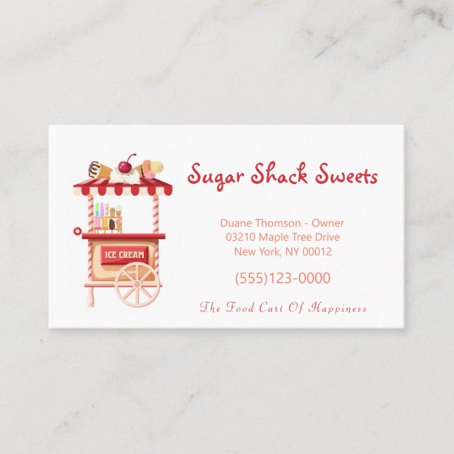 Tarjeta De Visita Personalizado dulce crema de hielo empresa de cami (Anverso)