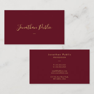 Tarjeta De Visita Personalizado Elegant Faux Gold Caligraphy Script