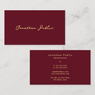 Tarjeta De Visita Personalizado Elegant Faux Gold Typography Script 