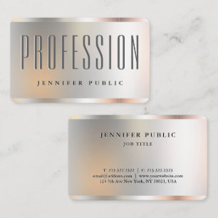 Tarjeta De Visita Personalizado Elegant Faux Silver Template Oceania