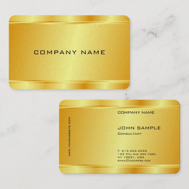 Tarjeta De Visita Personalizado Elegant Gold Look Glamour Luxury Tem (Anverso / Reverso)
