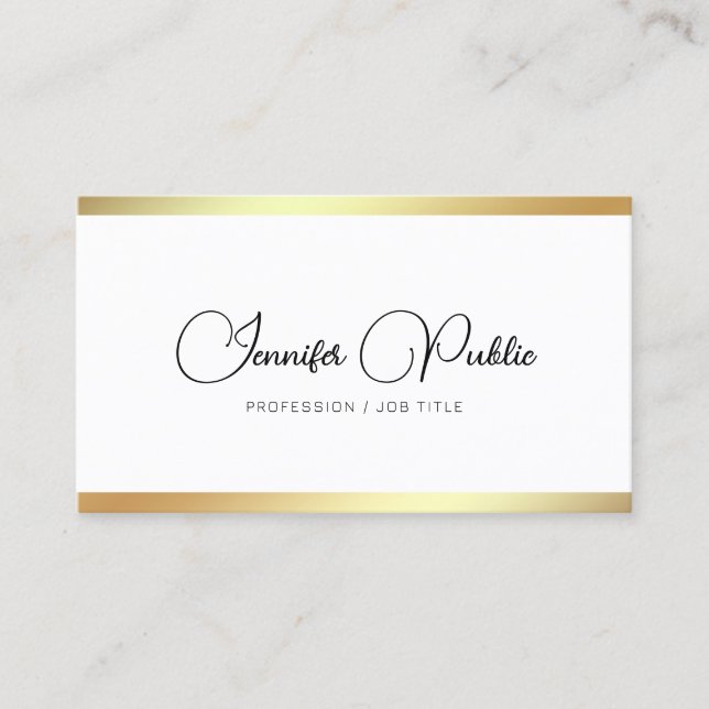 Tarjeta De Visita Personalizado Elegant Gold Look Moderno Caligrafía (Anverso)
