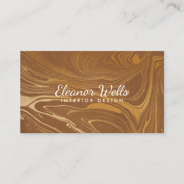 Tarjeta De Visita Personalizado Elegant Gold Marble Profesional Crea (Anverso)