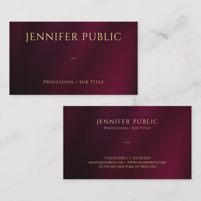 Tarjeta De Visita Personalizado Elegant Gold Text Professional Luxur (Anverso / Reverso)