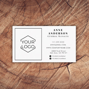 Tarjeta De Visita Personalizado Elegant Logo Profesional Blanco