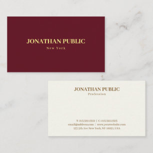 Tarjeta De Visita Personalizado Elegant Maroon Red Luxury Profesiona