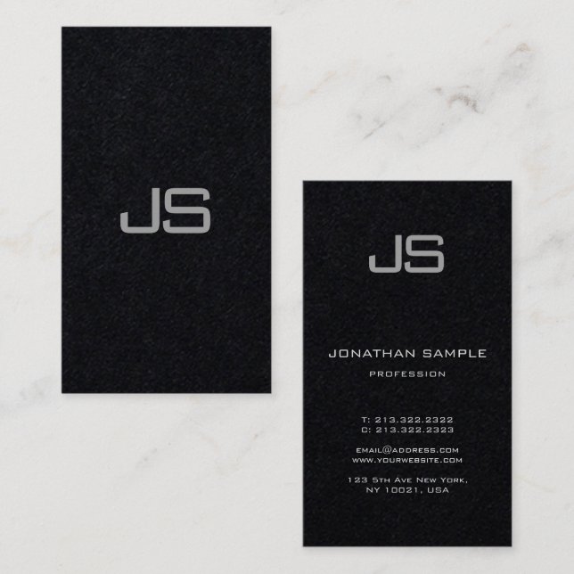 Tarjeta De Visita Personalizado Elegant Modern Monogrammed Template (Anverso / Reverso)