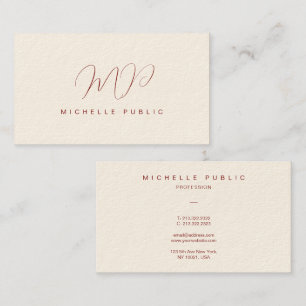 Tarjeta De Visita Personalizado Elegant Script Monograma Inicial Luj