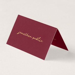 Tarjeta De Visita Personalizado Elegant Script Red & Gold Template p