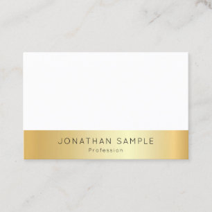 Tarjeta De Visita Personalizado Elegante blanco dorado simple planti