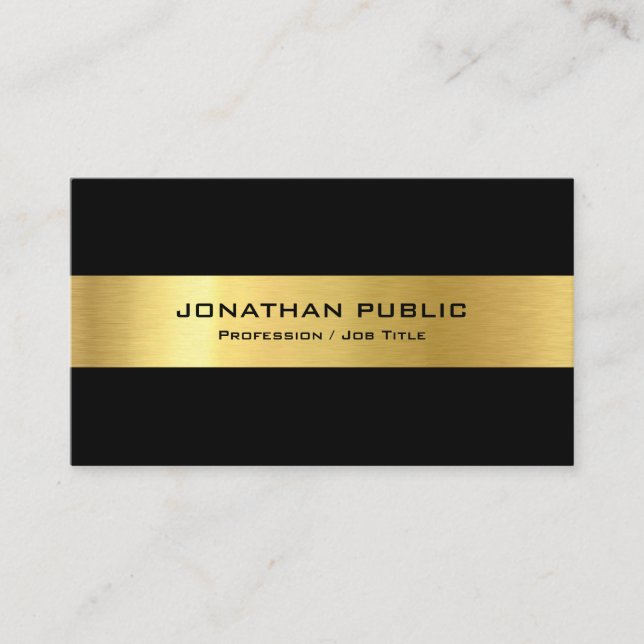 Tarjeta De Visita Personalizado elegante elegante estilo negro de or (Anverso)