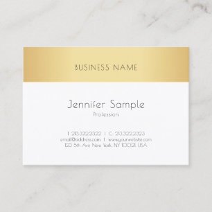 Tarjeta De Visita Personalizado elegante elegante oro blanco sencill
