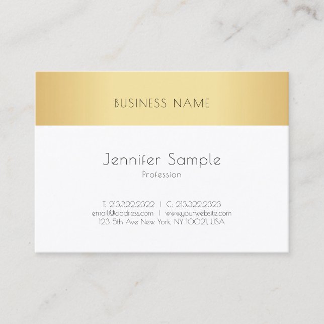 Tarjeta De Visita Personalizado elegante elegante oro blanco sencill (Anverso)