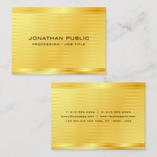 Tarjeta De Visita Personalizado elegante estilo oro elegante luce se (Anverso / Reverso)