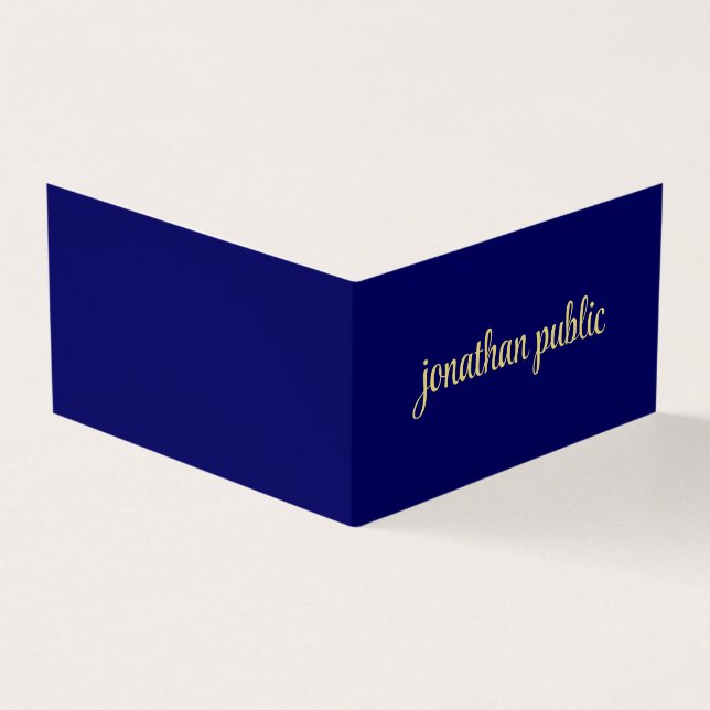 Tarjeta De Visita Personalizado Elegante Faux Gold Script Armada de  (Exterior)