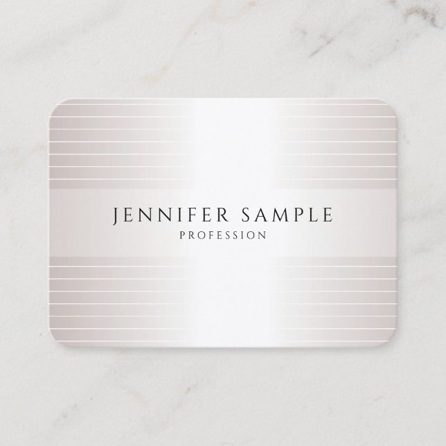 Tarjeta De Visita Personalizado Elegante Faux Silver Moderno Plantil (Anverso)