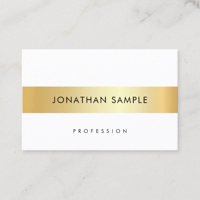 Tarjeta De Visita Personalizado Elegante Moderno Simple Oro Plantill (Anverso)