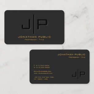 Tarjeta De Visita Personalizado Elegante Monograma Dorado Negro