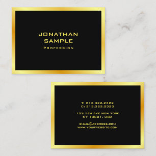 Tarjeta De Visita Personalizado Elegante, Negro Y Oro Moderno Planti