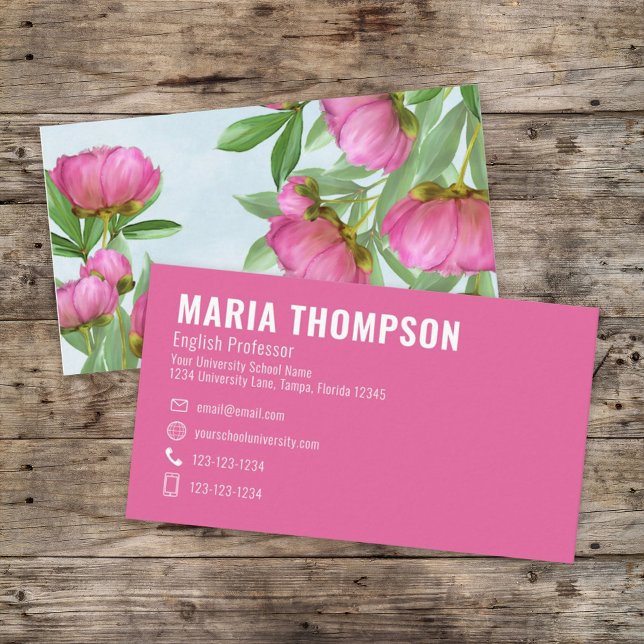 Tarjeta De Visita Personalizado Elegante Sencillo Moda Rosa Floral (Subido por el creador)