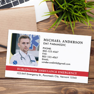 Tarjeta De Visita Personalizado EMS paramédico EMT Foto médica de em